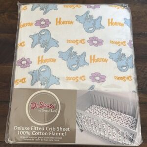 Trend Lab Dr Seuss Deluxe Fitted Crib Sheet 100% Cotton Flannel  Horton 28x52